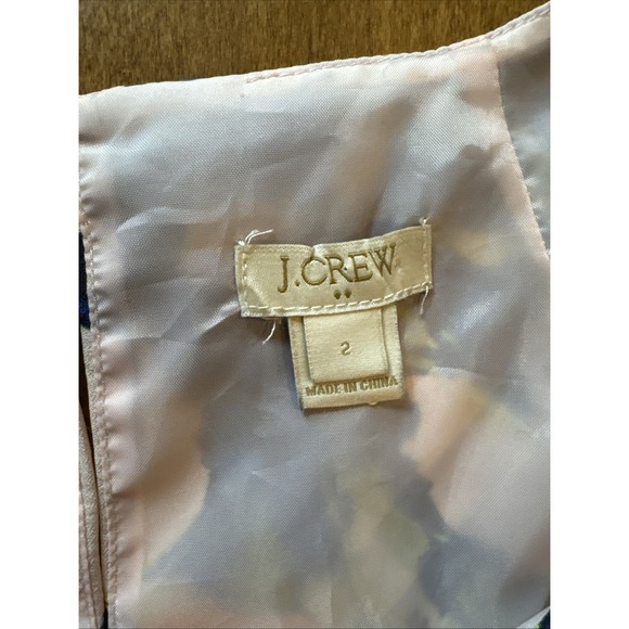 J Crew Dress Womens 2 Petite Blue Pink Floral Shift Lined Garden Career Brunch - Picture 2 of 4